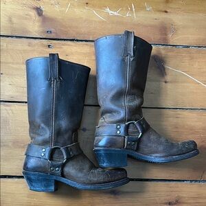 Frye Brown Leather Combat Boots